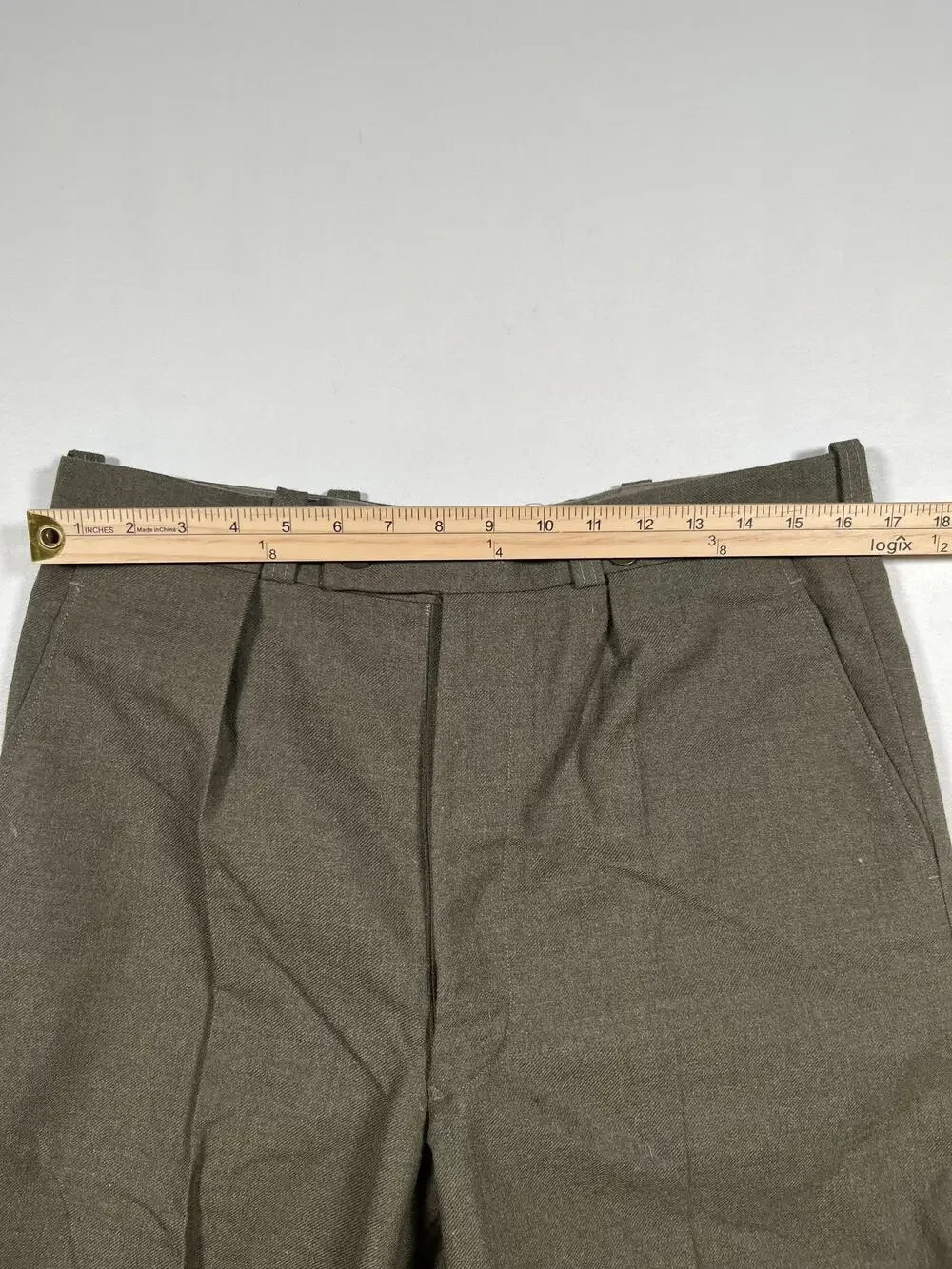 Vintage ABL Pants Mens Green Wool Dress Army Uniform Belgium 1976 Winter Read